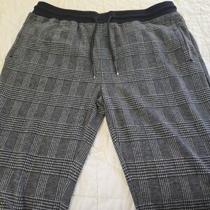 Karl Lagerfeld Paris Jogger Pants BrushedGlen Plaid XL Gray&Black Zipper Pockets